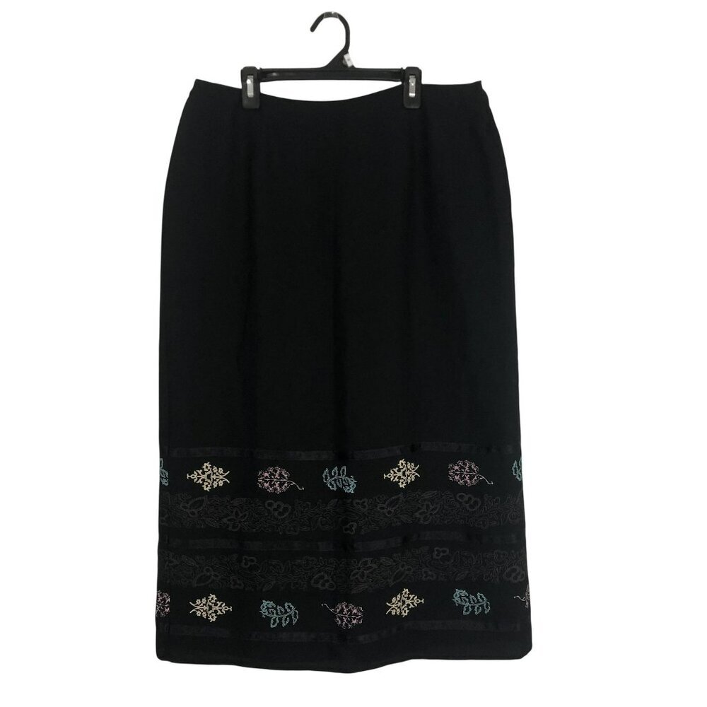 SAG HARBOR Skirt Pencil Embellished Metallic Floral Border Design Sz 12P Petite
